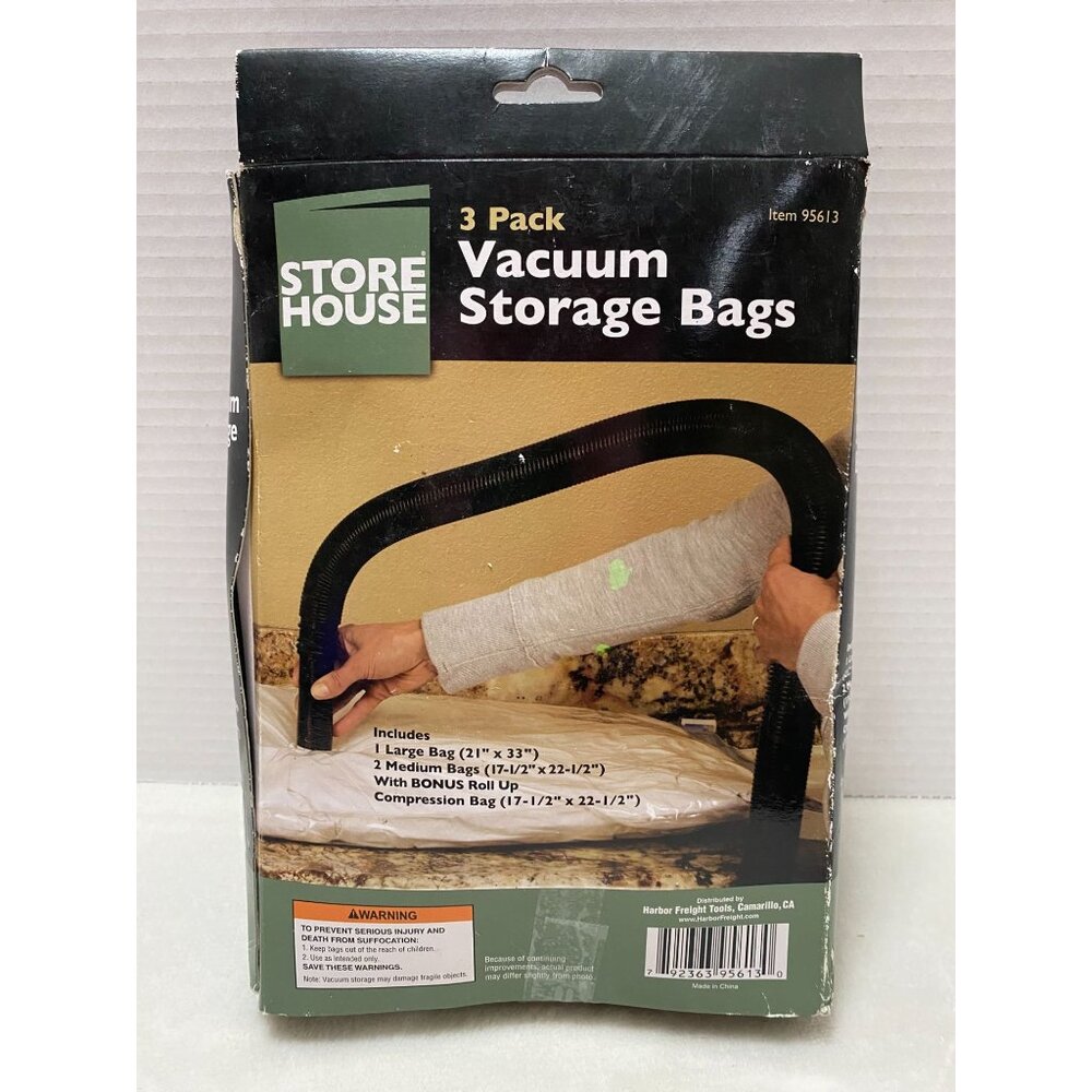 Storehouse 3 Pack Vacuum Storage Bags Includes 1 Large 2 Medium 1 Bonus Roll-Up